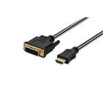 Ednet HDMI adapter cable, type A - DVI(24+1) M/M, 3.0m, Full HD, cotton, gold, bl