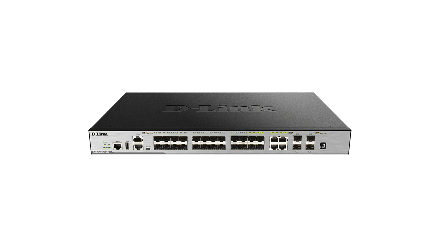 D-Link DGS-3620-28SC/SI xStack 24-port SFP Layer 3 Managed Gigabit Switch, 4 Combo 1000BaseT/SFP, 4 1