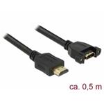 Delock Kabel HDMI-A samec > HDMI-A samice montážní panel 4K 30 Hz 0,5 m