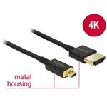 Delock Kabel High Speed HDMI s Ethernetem - HDMI-A samec > HDMI Micro-D samec 3D 4K 0,5 m Slim Premi