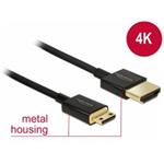 Delock Kabel High Speed HDMI s Ethernetem - HDMI-A samec > HDMI Mini-C samec 3D 4K 2 m Slim Premium