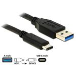 Delock Kabel SuperSpeed USB 10 Gbps (USB 3.1, Gen 2) Typ A samec > USB Type-C™ samec 0,5 m černý