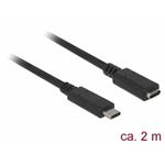 Delock Prodlužovací kabel SuperSpeed USB (USB 3.1 Gen 1) USB Type-C™ samec > port samice 3 A 2,0 m č