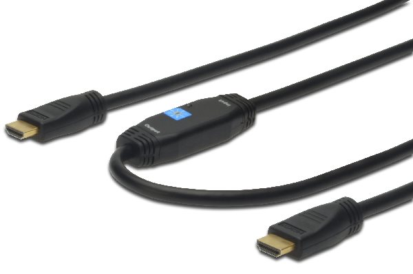Digitus HDMI High Speed connection cable, type A, w/ amp. M/M, 15.0m, w/Ethernet, Ultra HD 24p, CE,