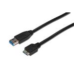 Digitus USB 3.0 cable, USB A - Micro USB B, M / M, 0.25 m, UL, bl