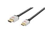 Ednet HDMI High Speed connection cable, type C - type A M/M, 2.0m, Full HD, cotton, gold, si/bl