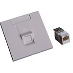 EuroLan UTP concealed socket, 1x RJ45, 45°, white, Cat.5e keystone