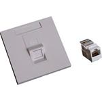 EuroLan UTP concealed socket, 1x RJ45, 45°, white, Cat.6 keystone