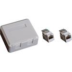 EuroLan UTP socket on surface, 2x RJ45, white, Cat.6 keystones