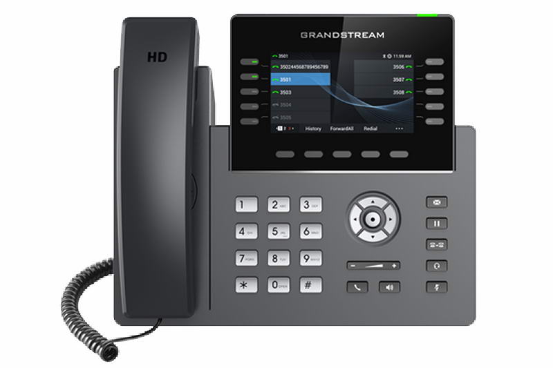 Grandstream GRP2615 SIP phone, 4.3" TFT color display, 5 SIP accounts, 10 programmable keys, 2×1Gb ports, WiFi, Bluetooth