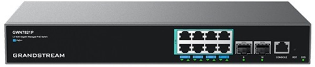 Grandstream GWN7821P Managed network switch L3, 8x 2,5GbE, PoE