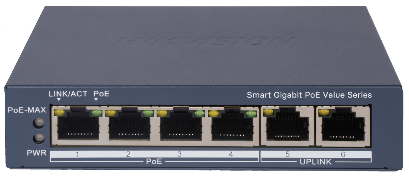 Hikvision DS-3E1506P-EI/M - smart switch, 4x GPOE, 2x GLAN, 45W