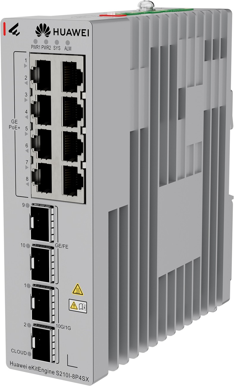 Huawei S210I-8P4SX Gigabit PoE smart industrial switch, 2x SFP, 2x SFP+, redundant power