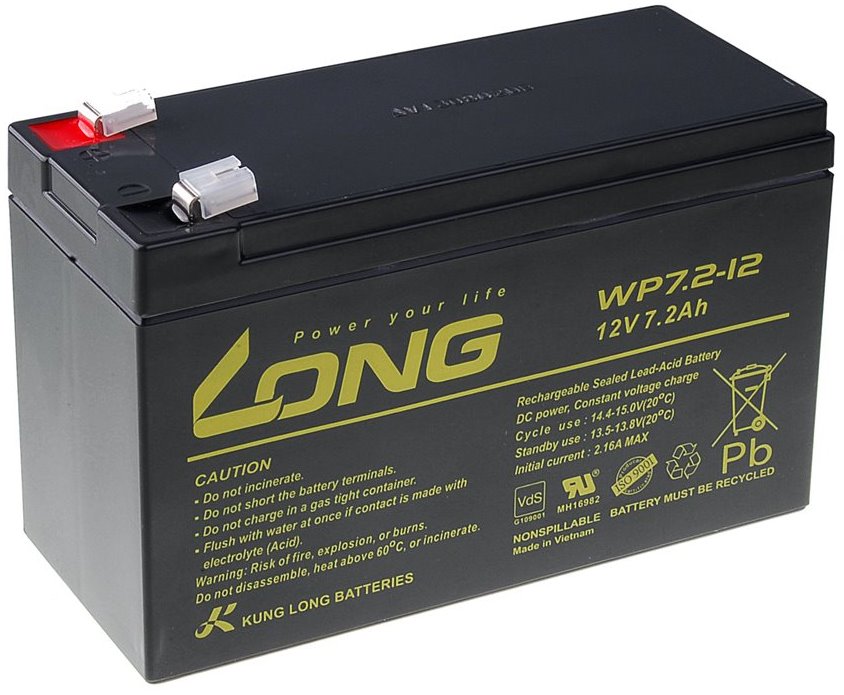 Long 12V 7.2Ah lead acid battery F2 (WP7.2-12)