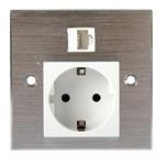 Masterlan Face plate with EU socket and 1PCS Cat.6 Coupler