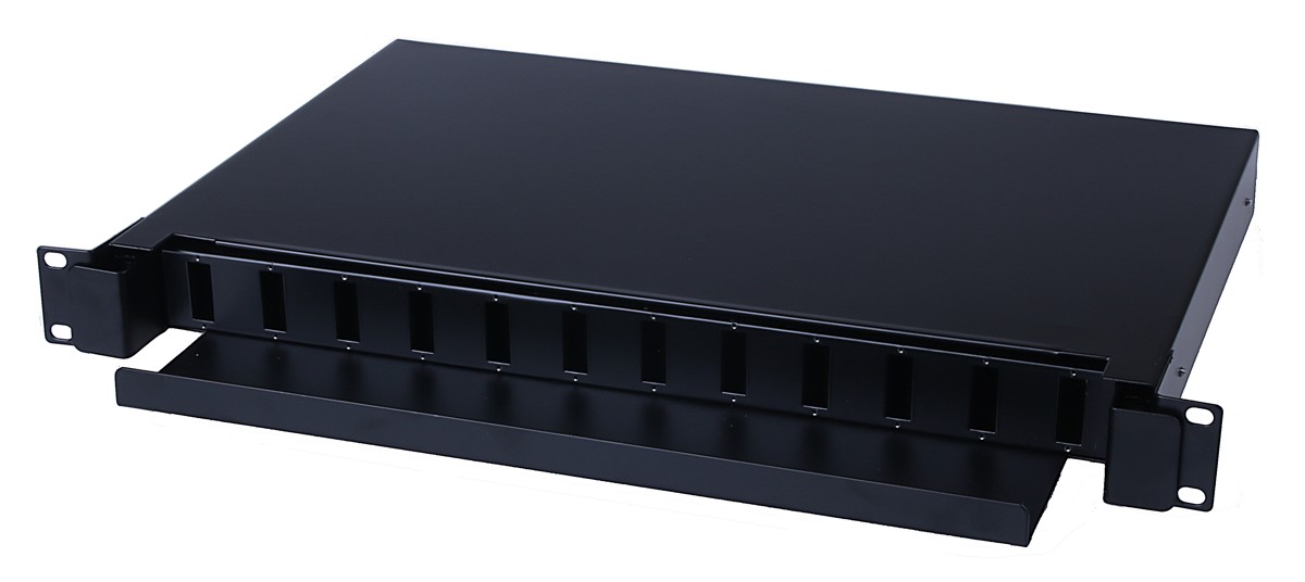 Masterlan ODF 12x SC Duplex, optic enclosure with patch panel with cover and splice tray , 1U, 19", black