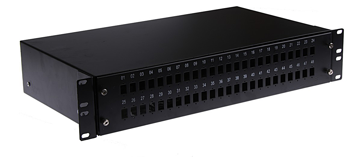 Masterlan ODF 48x SC Simplex, optic enclosure with patch panel and splice tray , 2U, 19", black