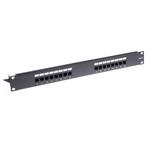 Masterlan patch panel 19", 16xRJ45, Cat6, 1U, with tie bar, black