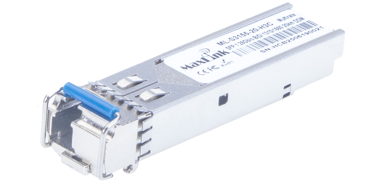 MaxLink 1.25G SFP optical HP modul, WDM(BiDi), SM, Tx 1310/Rx1550nm, 20km, 1x LC connector, DDM, H3C komp.ilní
