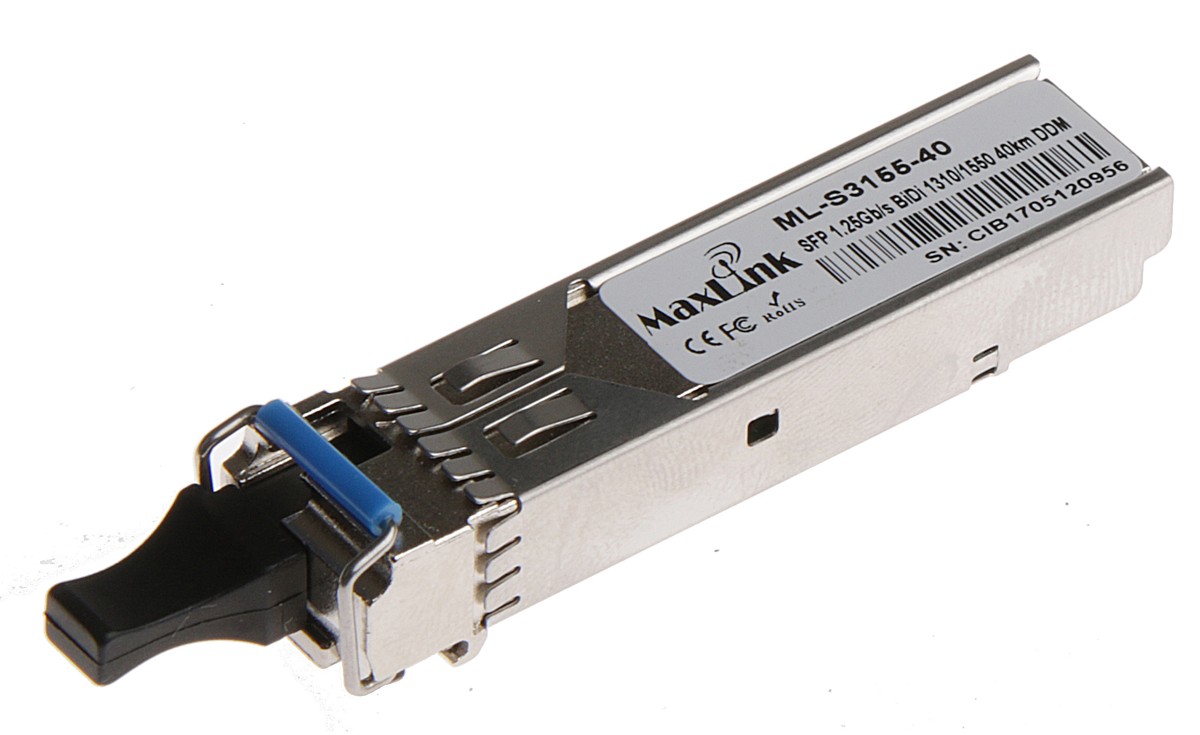 MaxLink 1.25G SFP optický modul, WDM(BiDi), SM, Tx, 1310/Rx1550nm,40km, 1x LC konektor, DDM