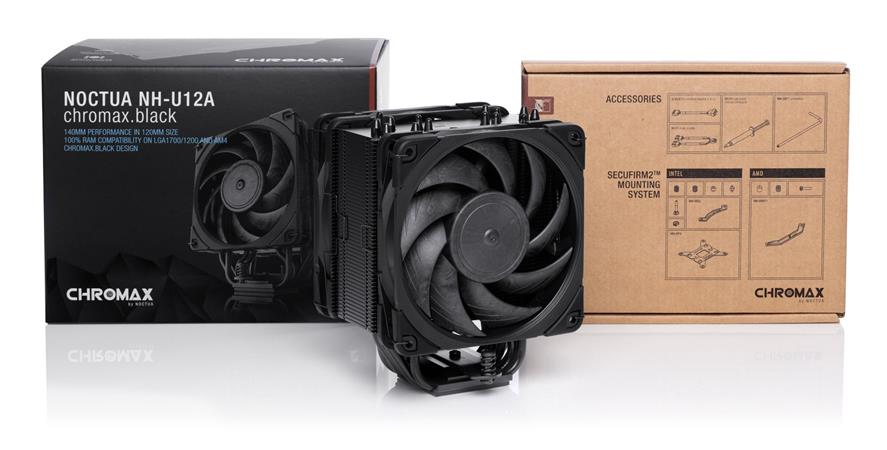 Noctua NH-U12A chromax.black, Intel LGA1700/1200/1150/1151/1155/1156/2011/2066 & AMD AM4/AM3(+)/AM2(