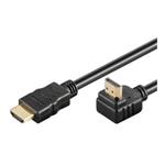 PremiumCord HDMI High Speed+Ethernet kabel, zlacený zahnutý konektor 90° 1m