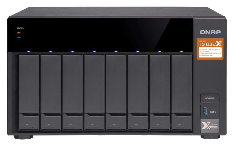 QNAP TS-832X-2G (1,7GHz / 2GB RAM / 8x SATA / 2x GbE/ 2x 10GbE SFP+ / 2x PCIe slot / 3x USB 3.0)
