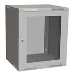 Solarix cabinet wall mount flat-pack SENSA LITE 12U 450mm, glass door, RAL 7035