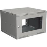Solarix cabinet wall mount flat-pack SENSA LITE 6U 450mm, glass door, RAL 7035