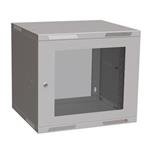 Solarix cabinet wall mount flat-pack SENSA LITE 9U 450mm, glass door, RAL 7035