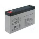 SSB AGM lead acid battery 6V 7Ah, lifetime 6-9 years, Faston 4,8mm