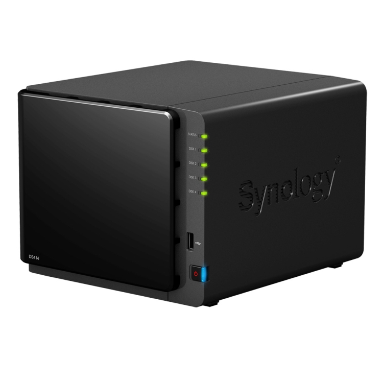 Synology NAS DS-414, box for 4x SATA HDD, Dual Core 1,33 GHz, 1GB RAM, 2x GLAN, 2x USB3.0, 2x USB 2.0