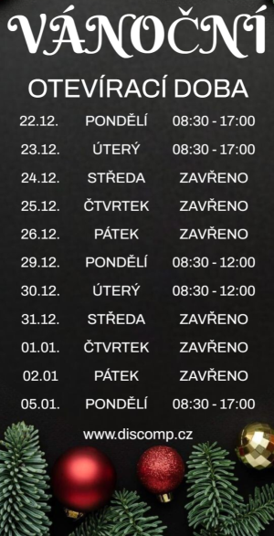 Vánoční otevírací doba 2025