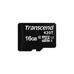 Transcend 16GB microSDHC420T UHS-I U1 (Class 10) 3K P/E paměťová karta, 95MB/s R, 70MB/s W, černá, t