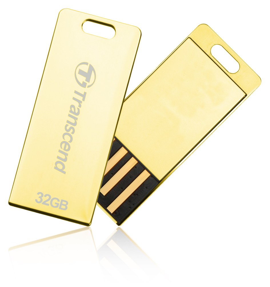 Transcend 32GB JetFlash T3G, USB 2.0 flash disk, malé rozměry, zlatě ...