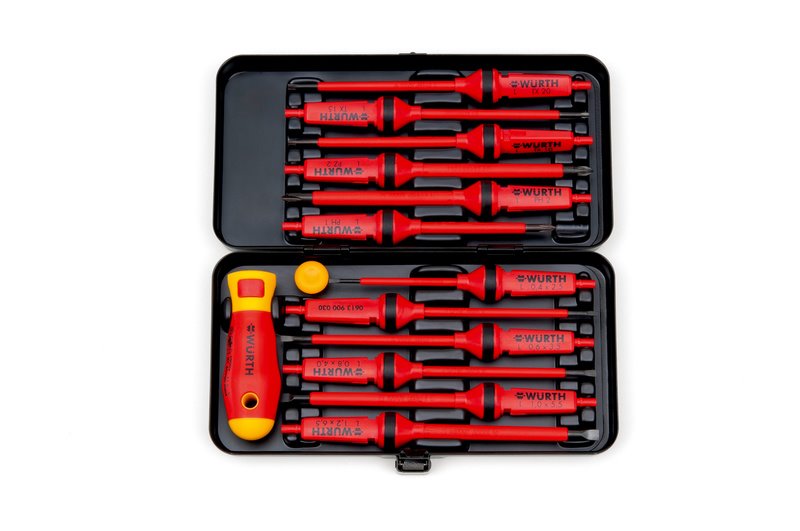 Würth set of screwdrivers VDE zebra, 14 parts networking