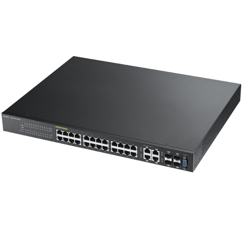 ZyXEL GS2210-24HP 28-port Managed L2+ Gigabit PoE Switch, 24x gigabit RJ45, 4x gigabit RJ45/SFP, PoE
